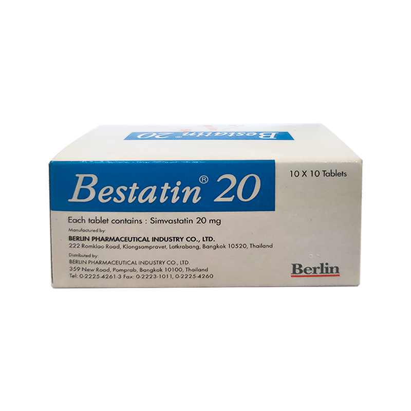 Bestatin Simvastatin 20 mg boxes of 100 tablets