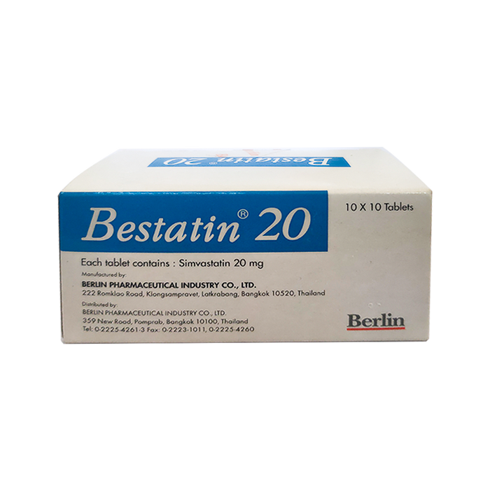 Bestatin Simvastatin 20 mg boxes of 100 tablets