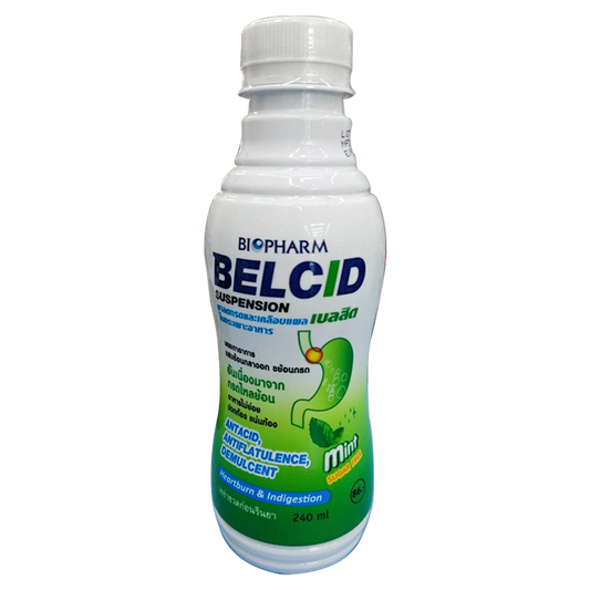 Biopharm Belcid Suspension Antacid, Antiflatulence, Demulcent ຂະໜາດ 240 ml