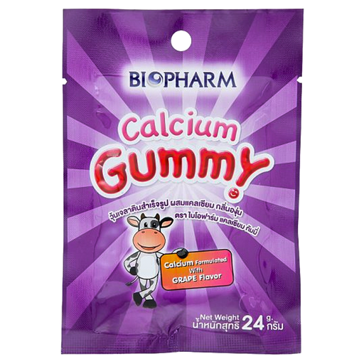 Biopharm Calcium Gummy Grape Flavor Gummy Jelly with Calcium ຂະໜາດ 24g
