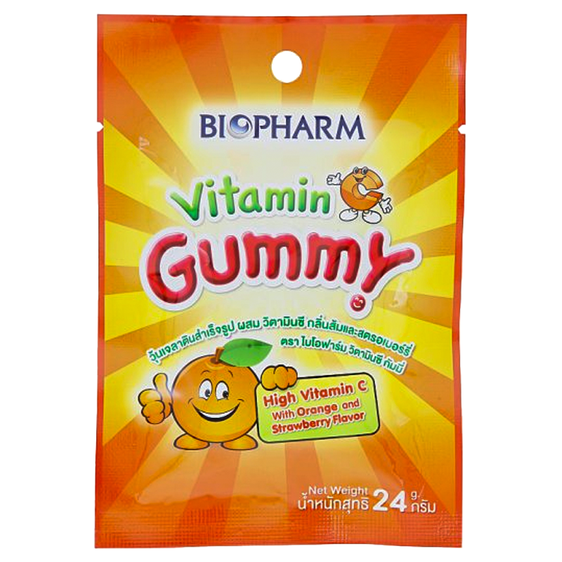 Biopharm Vitamin C Gummy Orange and Strawberry Flavor Gummy Jelly with Vitamin C ຂະໜາດ 24g