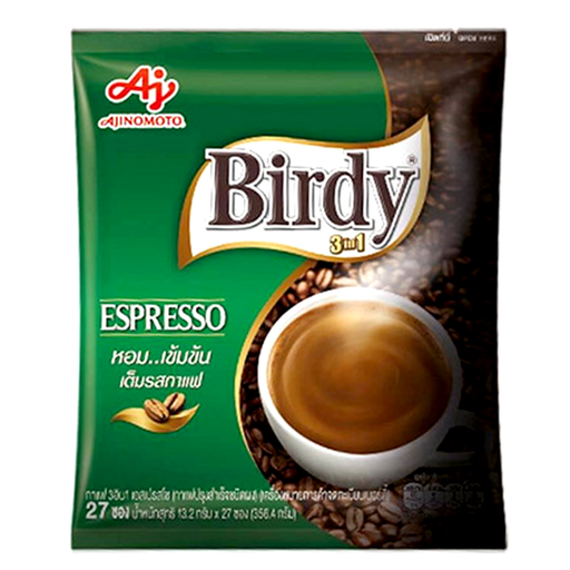 Birdy 3in1 Espresso Flavor Instant Coffee Powder ຂະໜາດ 13.2g ຊອງ 27 ຊອງ