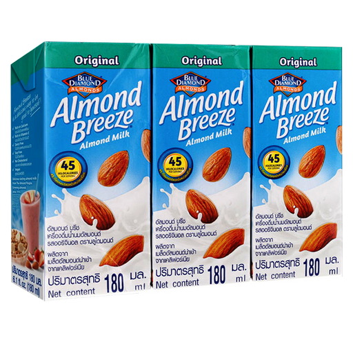 Blue Diamond Almond Breeze Almond Milk ລົດຊາດຕົ້ນສະບັບ ຂະໜາດ 180ml ຊອງ 3ກ່ອງ
