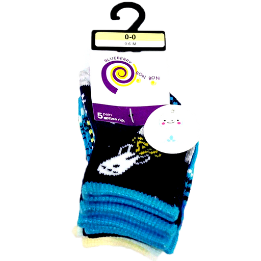 Blueberry BON BON Baby Sock Cotton rich For Baby 0-6 Month pack 5 Pairs