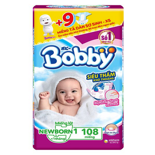 Bobby Tape Diapers For Baby Newborn1 Pack of 108pcs