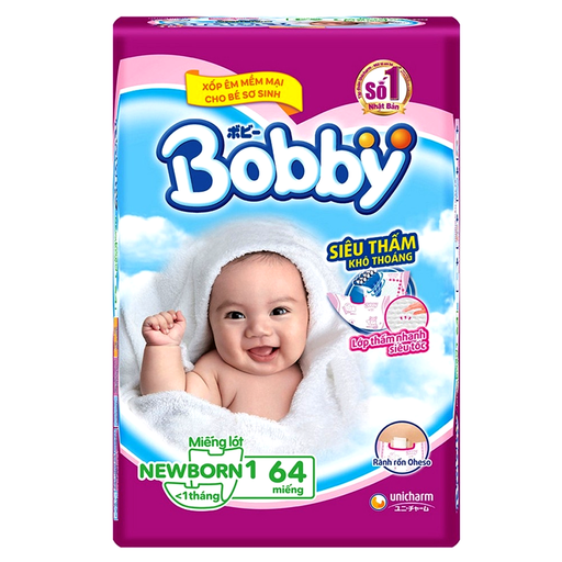 Bobby Tape Diapers For Newborn1 Up to 5kg Pack of 64pcs