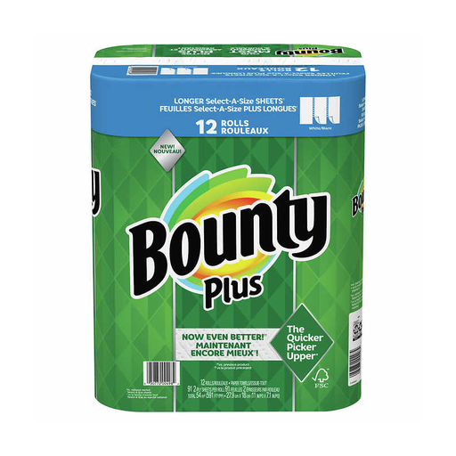 Bounty Plus Select-A-Size Paper Towels 12 x 91 sheets Pack of 12Rolls