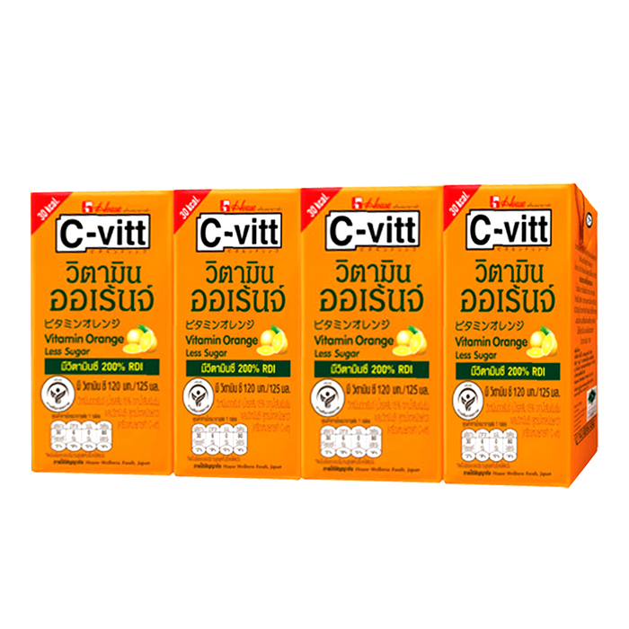 C-Vitt Vitamin Orange Less Sugar Size 125ml Pack of 4 boxes
