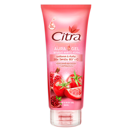 Citra Aura Gel Bright White Aura Tomato and Pomegranate Hand and Body Gel Lotion ຂະໜາດ 180ml