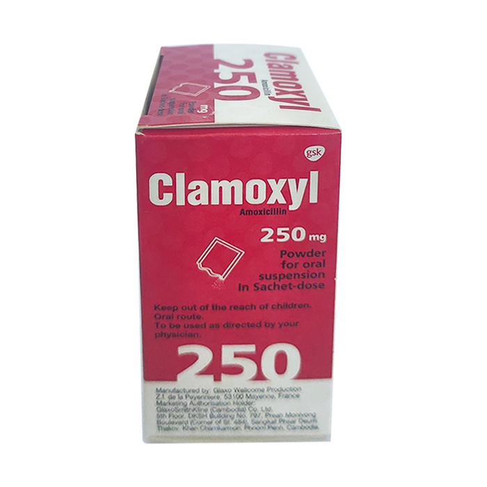 Clamoxyl Amoxicillin 250 mg Powder for oral suspension In Sachet-dose boxes of 12 Sachet-dose