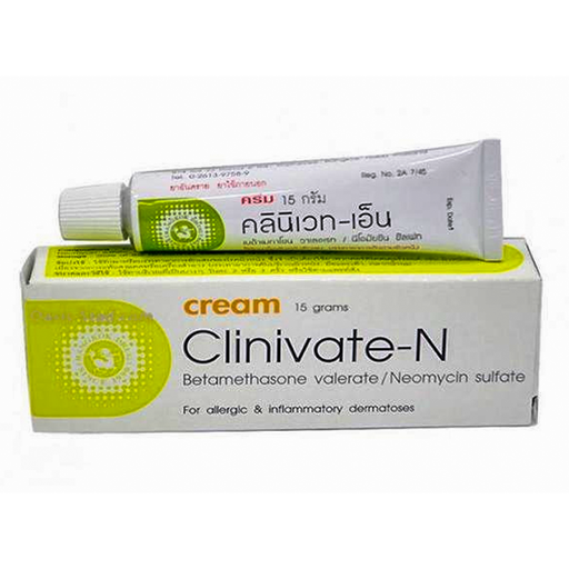 Clinivate-N Betamethasone valerate Neomycin sulfate For allergic & inflammatory dermatoses Size 15g