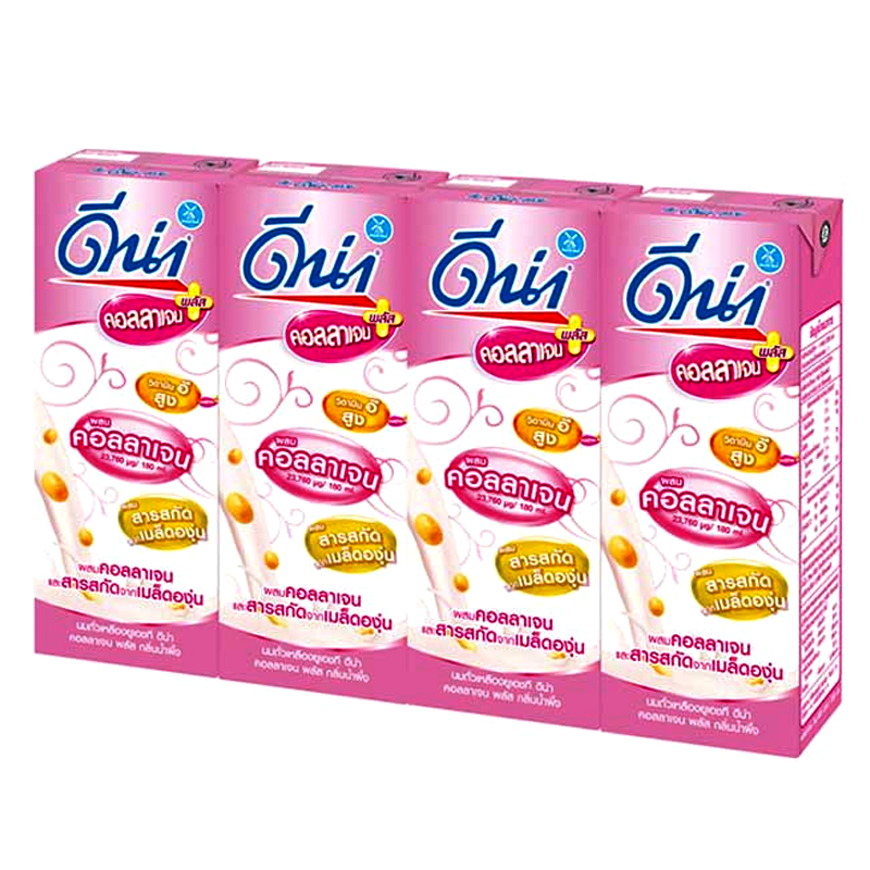 DNA UHT Soy Milk Collagen Plus Honey Scent Size 180ml pack of 4pcs