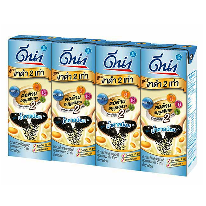 DNA UHT Soy Milk Formula With Extra Black Sesame Low Sugar Size 180ml pack of 4boxes