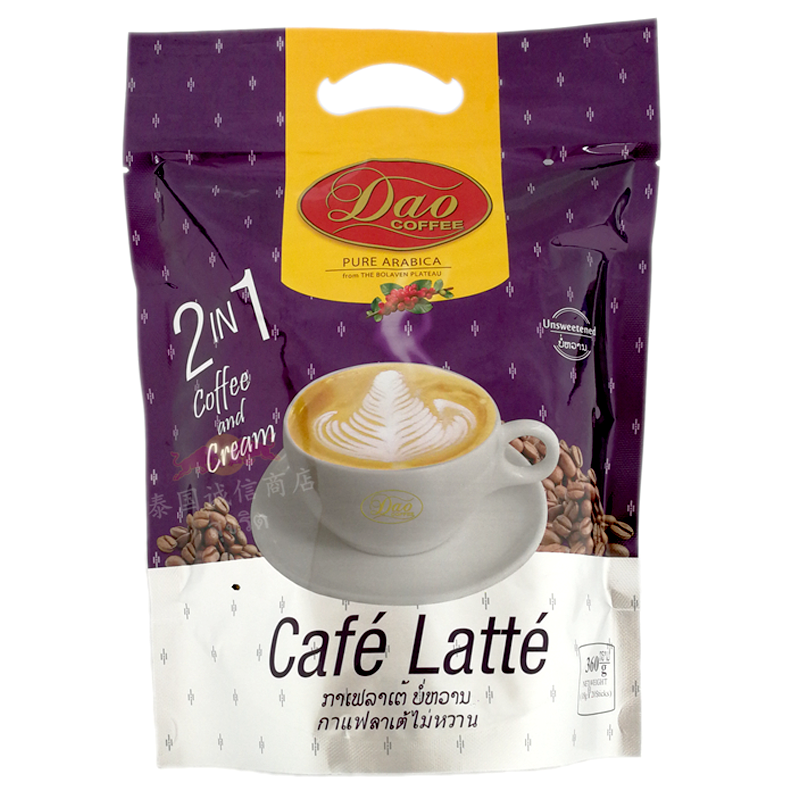 Dao Coffee Pure Arabica From The Bolaven Plateau Cafe Latte 2 in 1 Size 360g Pack of 20Sticks