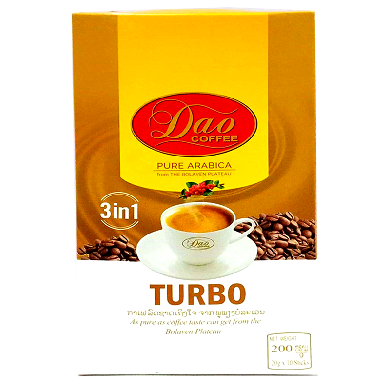 Dao Coffee Pure Arabica From The Bolaven Plateau Formula Turbo 200g Boxes of 10 Sticks