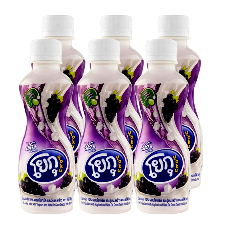 Deedo Yoku Brand 10% Grape Juice with Yoghurt and Nata De Coco Size 230ml Pack of 6bottle