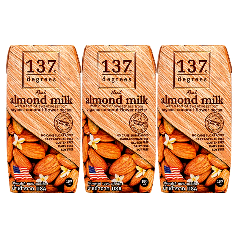 Degrees Red Almond Milk with a tad of Sweetness from Original coconut flower nectar Size 180ml pack of 3boxes