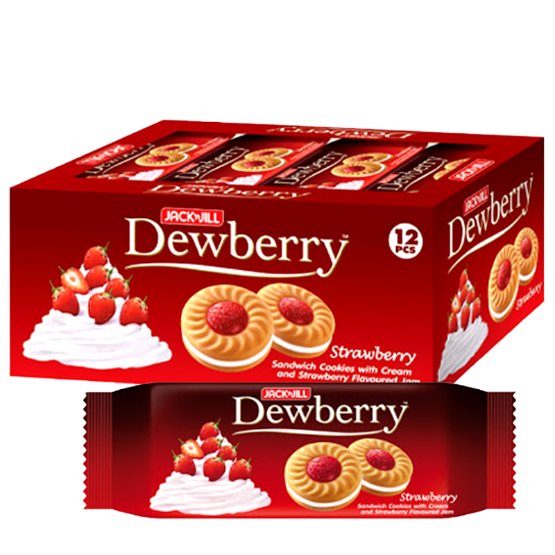 Dewberry Sandwich Cookies with Cream & Strawberry Flavoured Jam Size 432g Pack of 12pcs