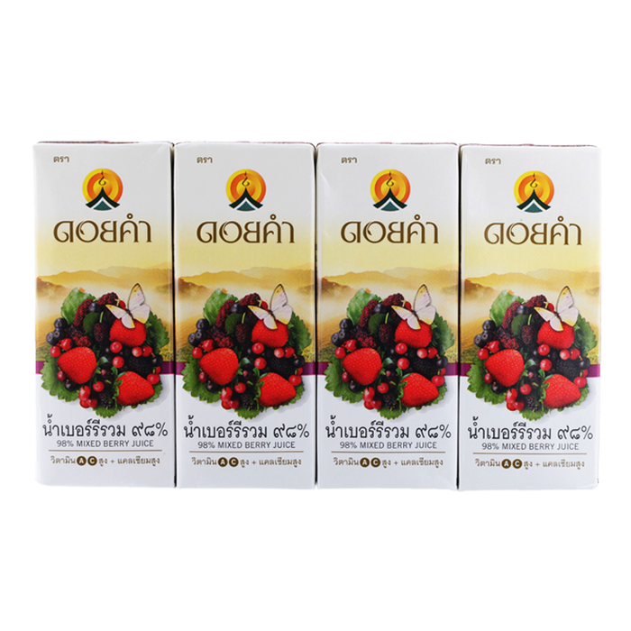 Doi Kham 98% Mixed Berry Juice Size 200ml Pack og 4boxes