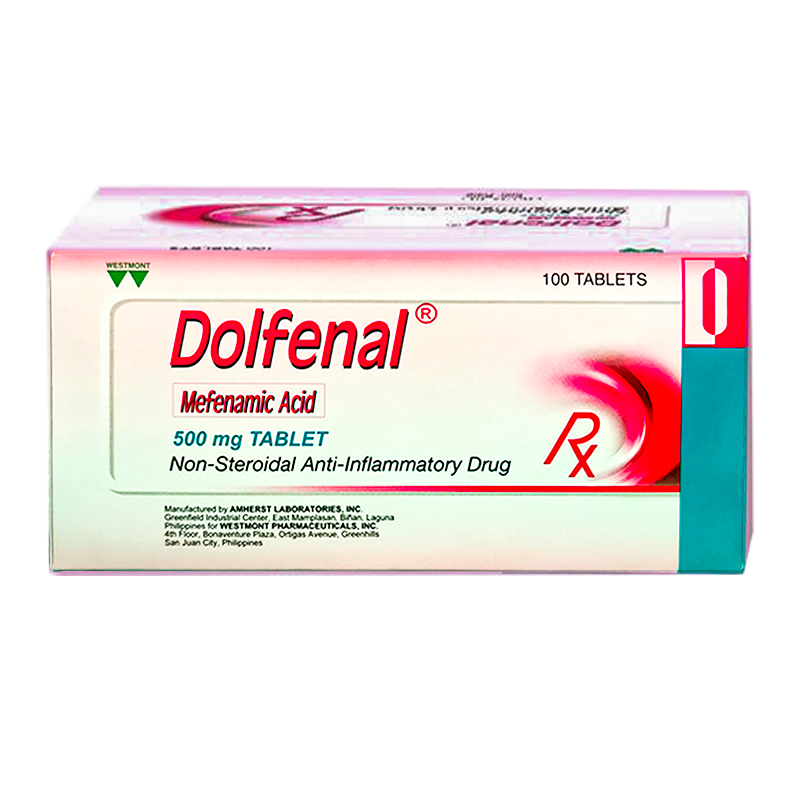 Dolfenal Mefenamic Acid Non-Steroidal Anti-Inflammatory Drug boxes of 100 tablets