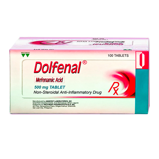 Dolfenal Mefenamic Acid Non-Steroidal Anti-Inflammatory Drug boxes of 100 tablets