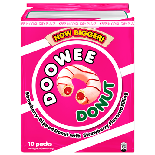 Doowee Donut Strawberry 40g ຊອງ 10 ປ່ຽງ