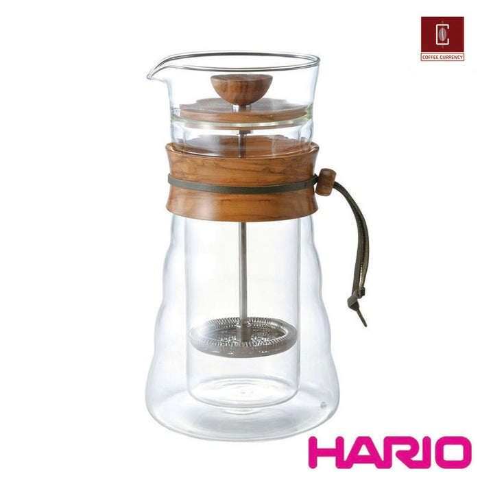 Hario Japan Double Glass Coffee Press (ໄມ້ Olive)