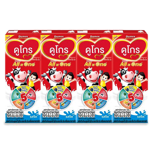 Dugro All in one UHT Product Milk Plain Flavour Size 180ml pack of 4boxes
