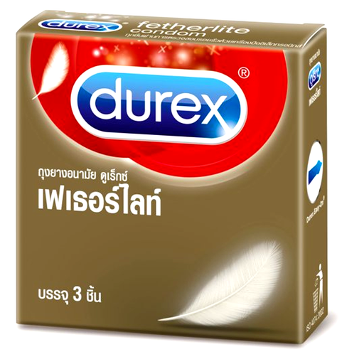 ຖົງຢາງອະນາໄມ Durex Fetherlite Size 52.5mm Smooth Condom Pack of 3pcs