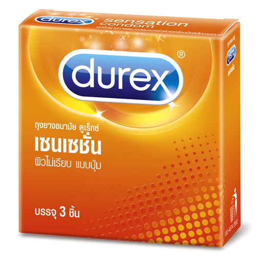 Durex Sensation Condom Uneven Surface Translucent Bulb Lubricant 52mm Pack of 3pcs