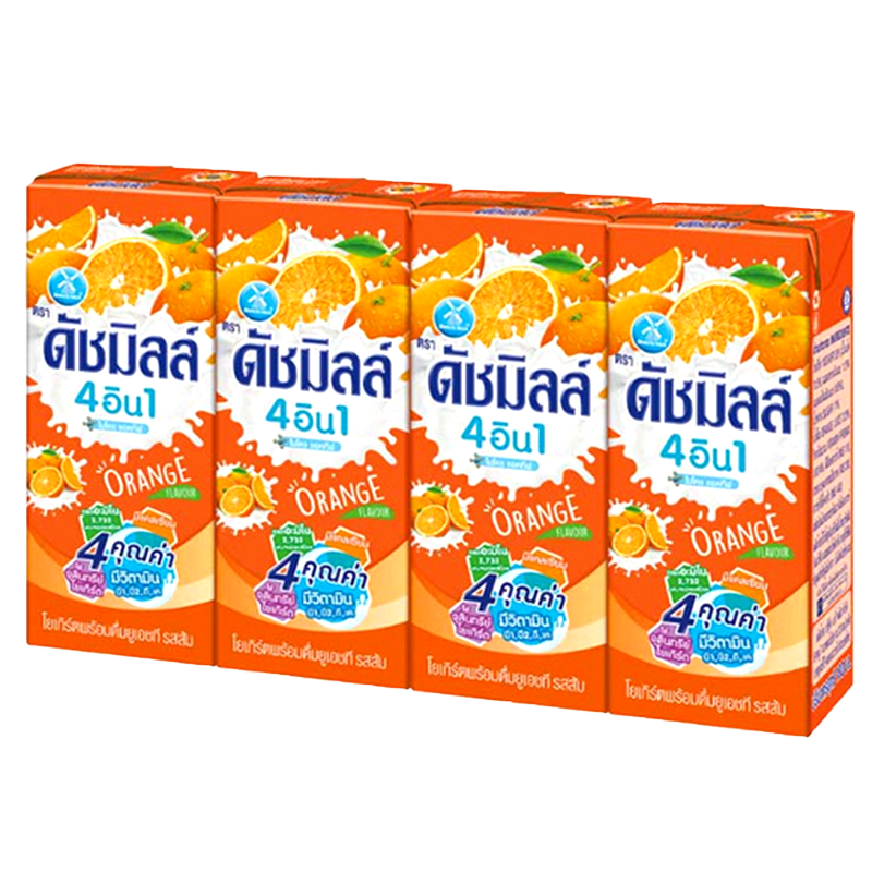 Dutch Mill Drinking Yoghurt UHT Milk Orange Flavor 180ml Pack of 4boxes