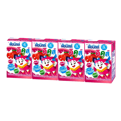 Dutch Mill Kids Mixed Berries Drinking Yogurt UHT ຂະໜາດ 90ml ຊອງ 4ກ່ອງ