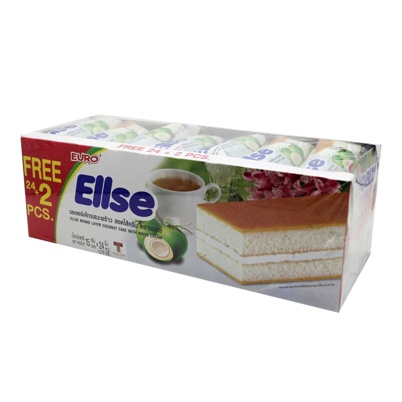 Ellse Brand Layer Coconut Flavored Cake with White Cream 15g Pack 24pcs