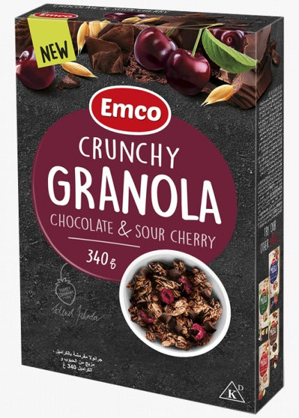 Emco Crunchy Granola Chocolate &amp; Sour Cherry 340g