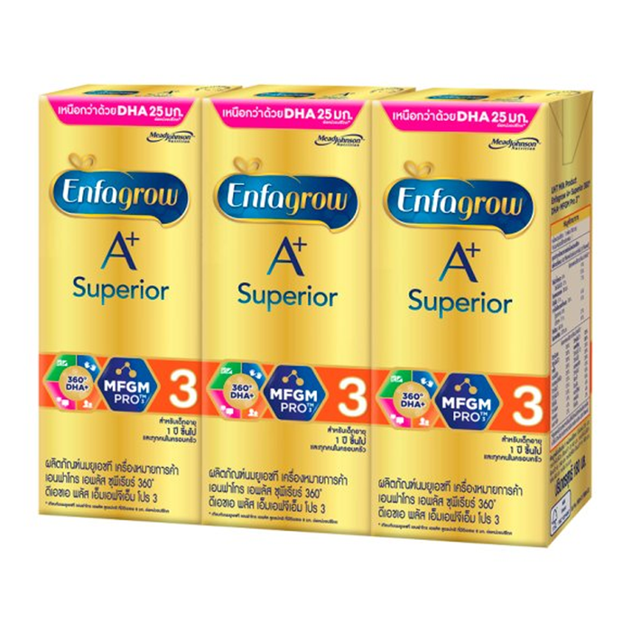 Enfagrow A+ Superior 360˚ DHA+ MFGM Pro 3 UHT Milk Product 180ml Pack of 3boxes