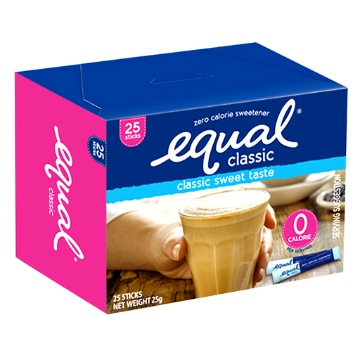 Equal Classic Sweet taste Zero Calorie Sweetener ຂະໜາດ 25g ກ່ອງ 25 ກ້ອນ