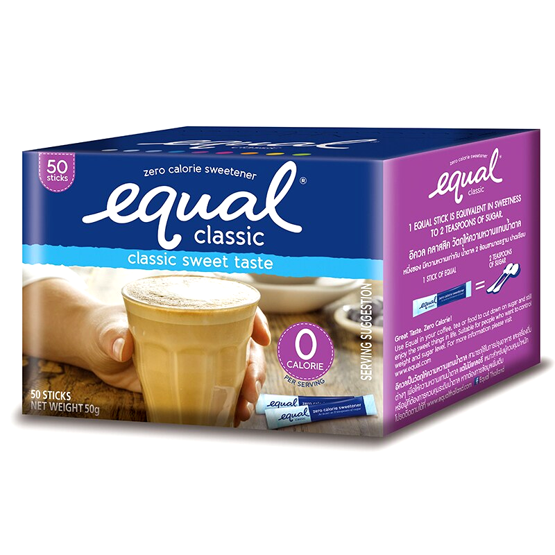 ນ້ຳຕານ ອີຄົວ Equal Classic Zero Calorie Sweetener Classic Sweet taste Box of 50 sachets