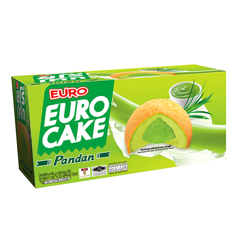 Euro Puff Cake Pandan Cream Flavour 204g Pack 12pcs