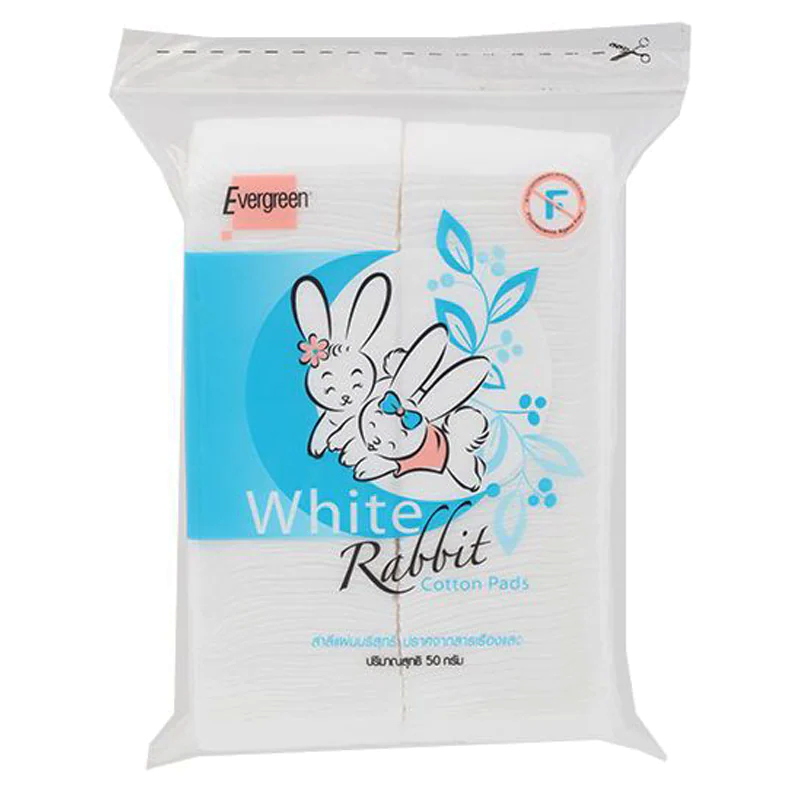 Evergreen Cotton Pad Rabbit 50g | ສຳລີລ້າງໜ້າ ອ່ອນໂຍນ 100% Pure Cotton