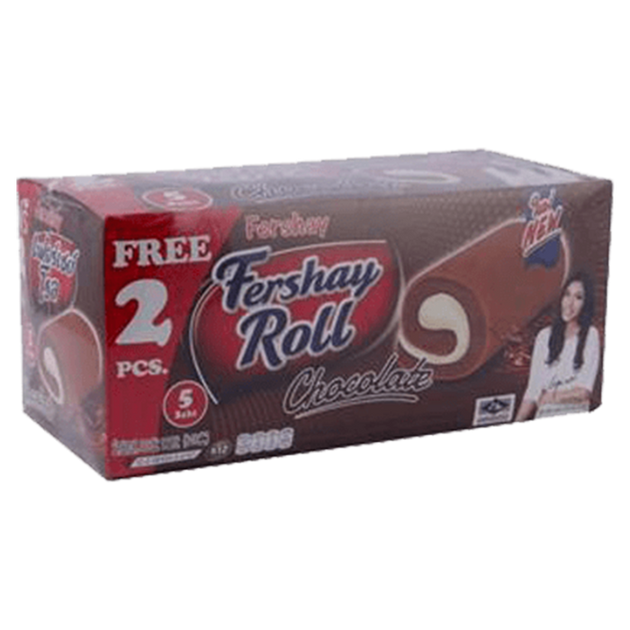 Fershay Roll Chocolate Flavoured Cake Roll Filled With Cream 240g Pack of 12pcs