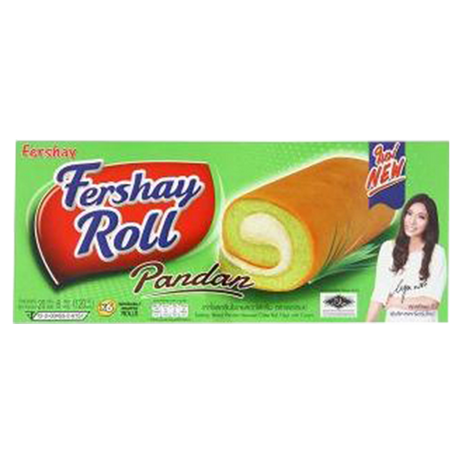 Fershay Roll Pandan Flavoured Cake Roll Filled With Cream 240g Pack of 12pcs
