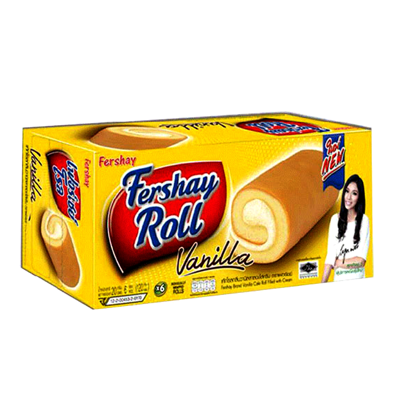 Fershay Roll Vanilla Flavoured Cake Roll Filled With Cream 240g Pack of 12pcs