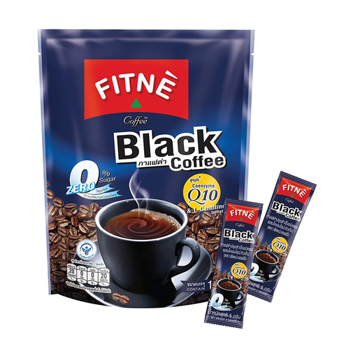 Fitne Black Coffee Instant Mix 0% Sugar Coenzyme Q10 ອາຫານລົດນ້ຳໜັກ 10 ກ້ອນ