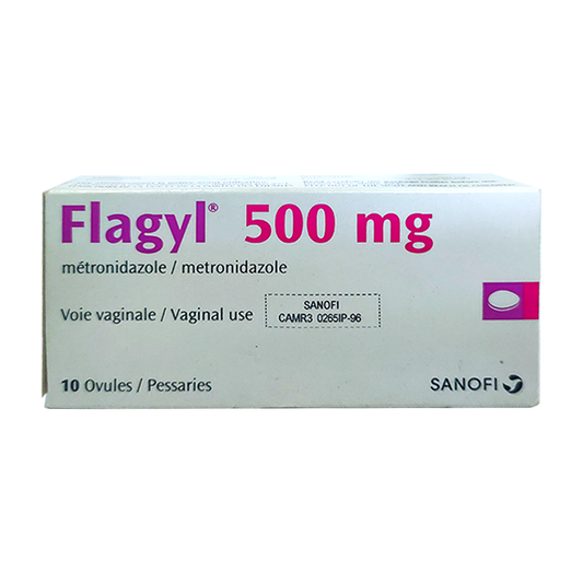 Flagyl 500 mg metronidazole ກ່ອງໃຊ້ຊ່ອງຄອດຂອງ 10 Ovules.Pessaries
