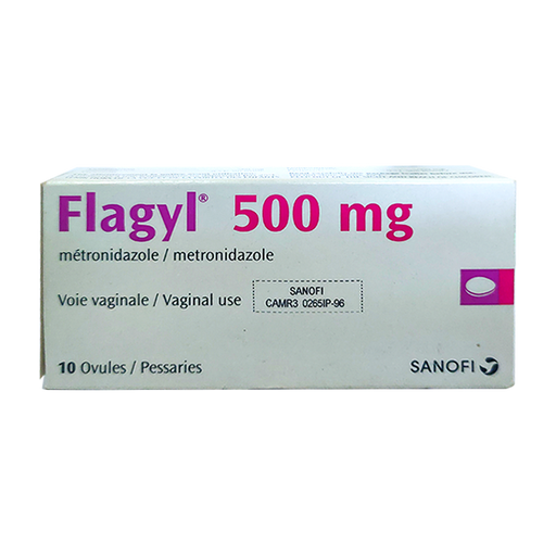 Flagyl 500 mg metronidazole Vaginal use boxes of 10 Ovules.Pessaries