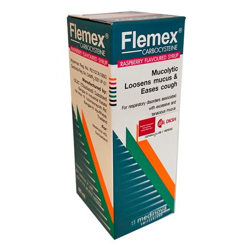 Flemex Carbocysteine ​​Raspberry Flavored Syrup ຂະໜາດ 60ml