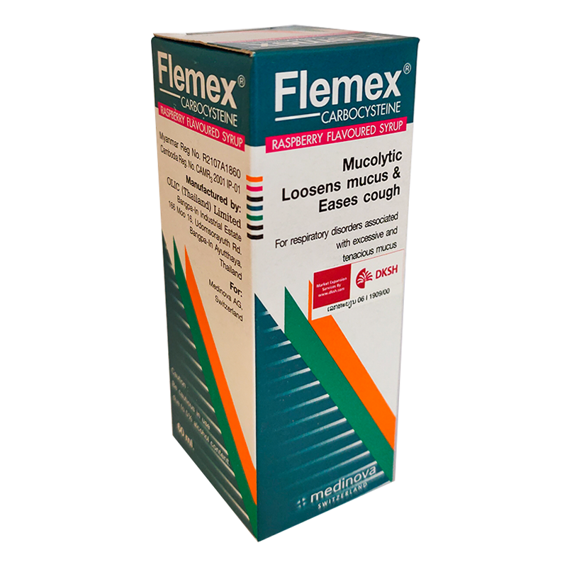 Flemex Carbocysteine ​​Raspberry Flavored Syrup ຂະໜາດ 60ml
