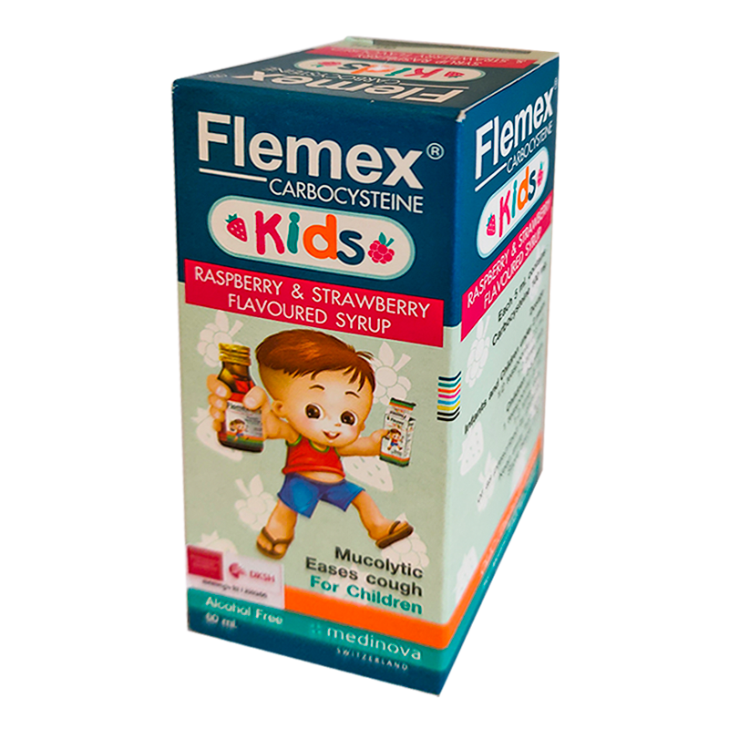 Flemex Raspberry Flemex Kids Carbocysteine Raspberry & Strawberry Flavoured Syrup Size ...