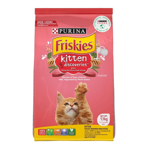 Friskies Kitten Discoveries Baby Cat Dry Food Tuna chicken milk Vegtables & Whole Grain Flavours 1.1kg