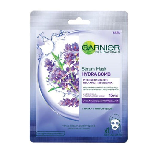 Garnier Skin Naturals Serum Mask Hydra Bomb Lavender &amp; Hyaluronic Acid Serum (Prueple) 32g
